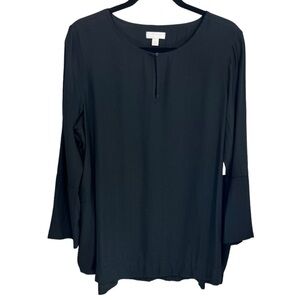 NWT 14th & Union Long Sleeve Black Tunic Blouse Top Size Medium Minimalist‎